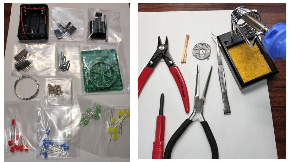 ピカ・タワーを作るための部品と用意した工具